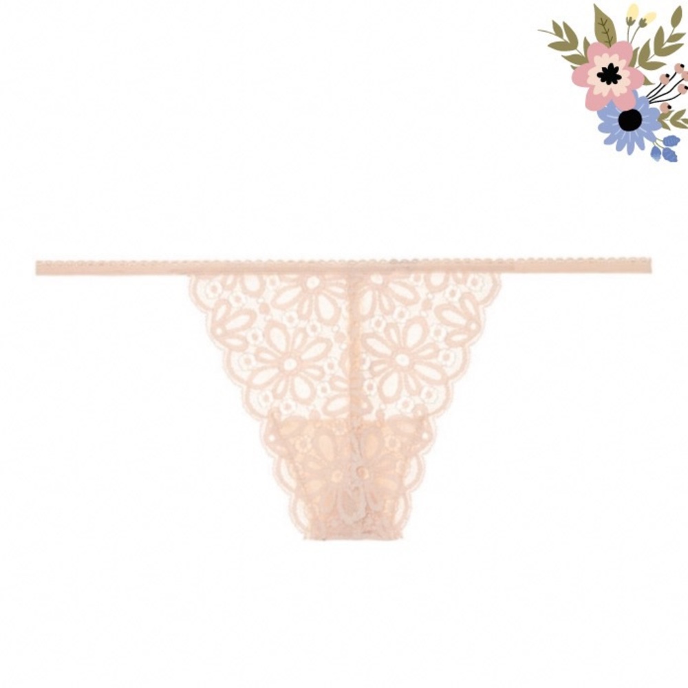 🆕 2/$12 Victoria’s Secret Beige Lace Thong, L